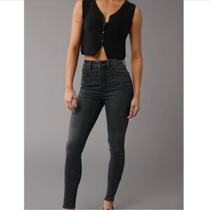 American Eagle Grey Wash Hi-Rise Jegging Super Super Stretch Jeans
